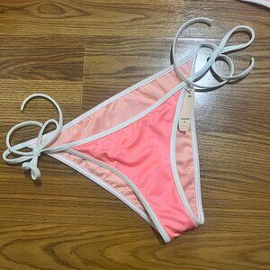 Victoria's Secret Bikini Bikini Bottom Coral Contrast Trim S NWT